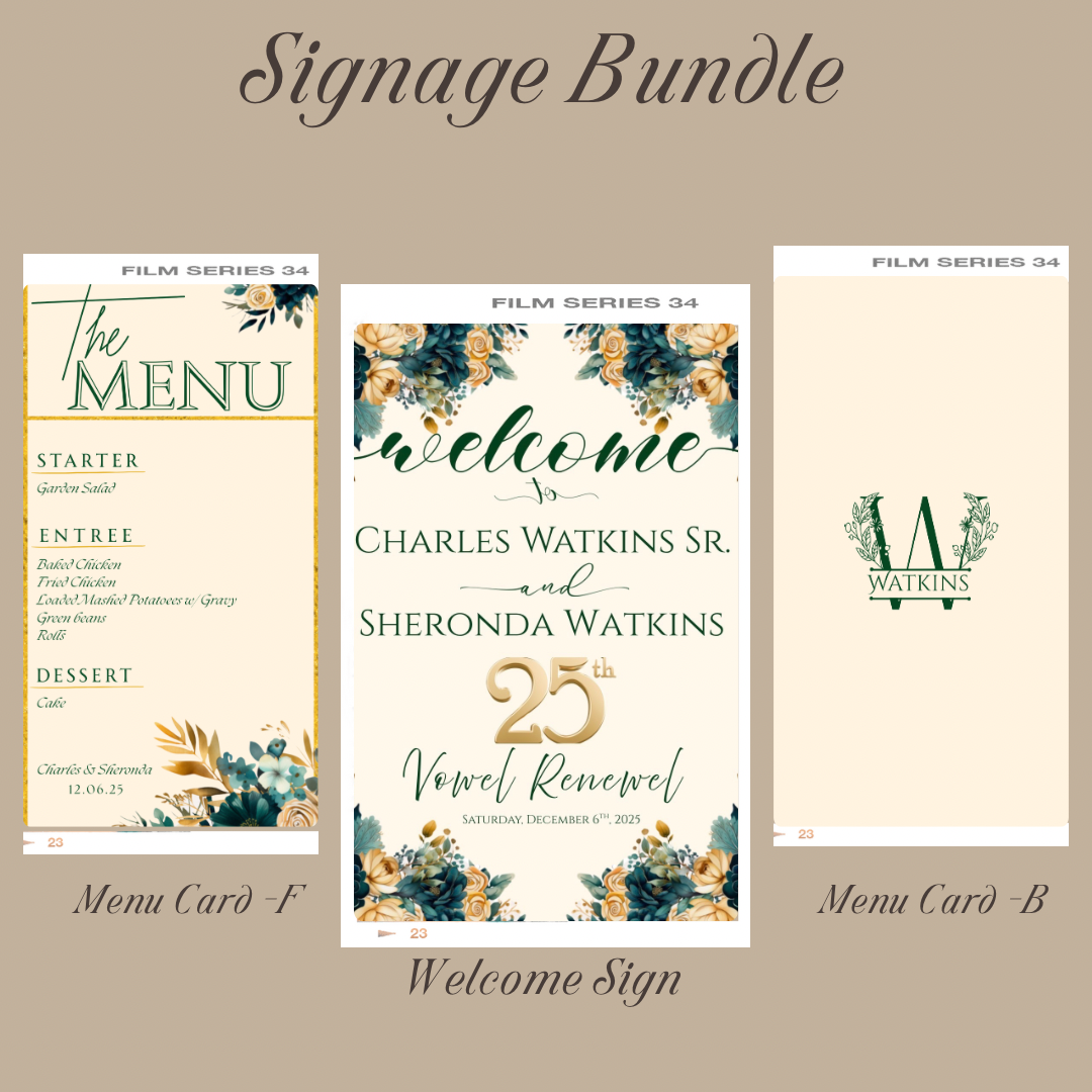 Event Signage Bundle – Welcome Sign + Menu Cards