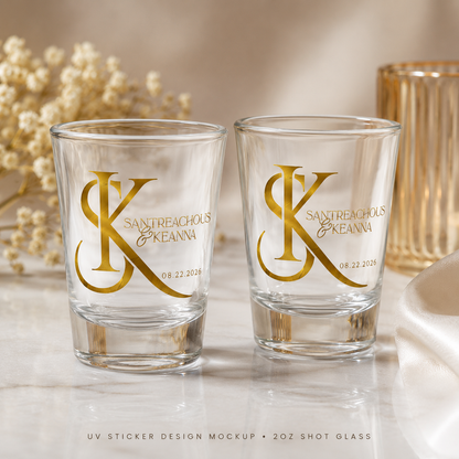 Custom Shot Glasses w/ UV Sticker